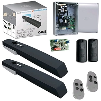 CAME COMBO AXL (8K01MP-021) Комплект автоматики для распашных ворот со створками до 2.2м/250кг, в составе: привод AXL20DGS (801MP-0020) (2шт), блок управления 002ZL60, приемник 001AF43S, брелок TOP44RGR (806TS-0130) (2шт), фотоэлементы 001DIR10