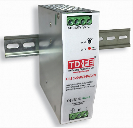 Faraday UPS 120W/24V/DIN Блок бесперебойного питания, 27.6В, I вых 4.5 А, зар. 0,5А