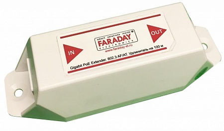 Faraday Ext/1Gb/POE Удлинитель увеличивает дистанцию передачи информации и питания по технологии РоЕ до 100м по Ethernet-кабелю (UTP cat.5e или 6), 2 Ethernet-порта